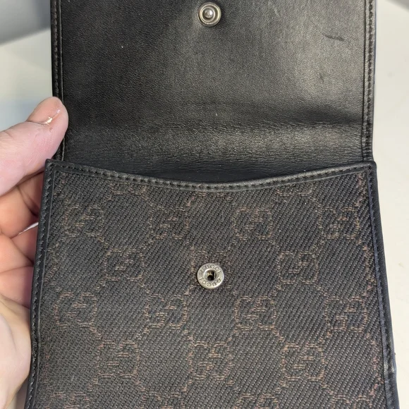 Gucci GG Monogram Canvas & Leather Bifold Wallet, Dark Brown - EUC! - Picture 4 of 10